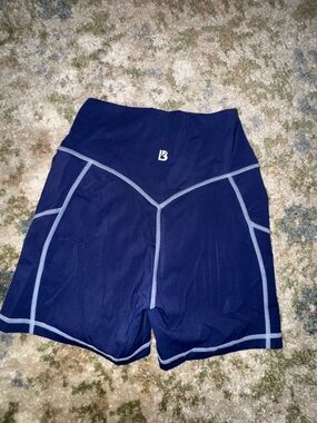 BuffBunny Navy Athletic Shorts with Light Gray Stitching